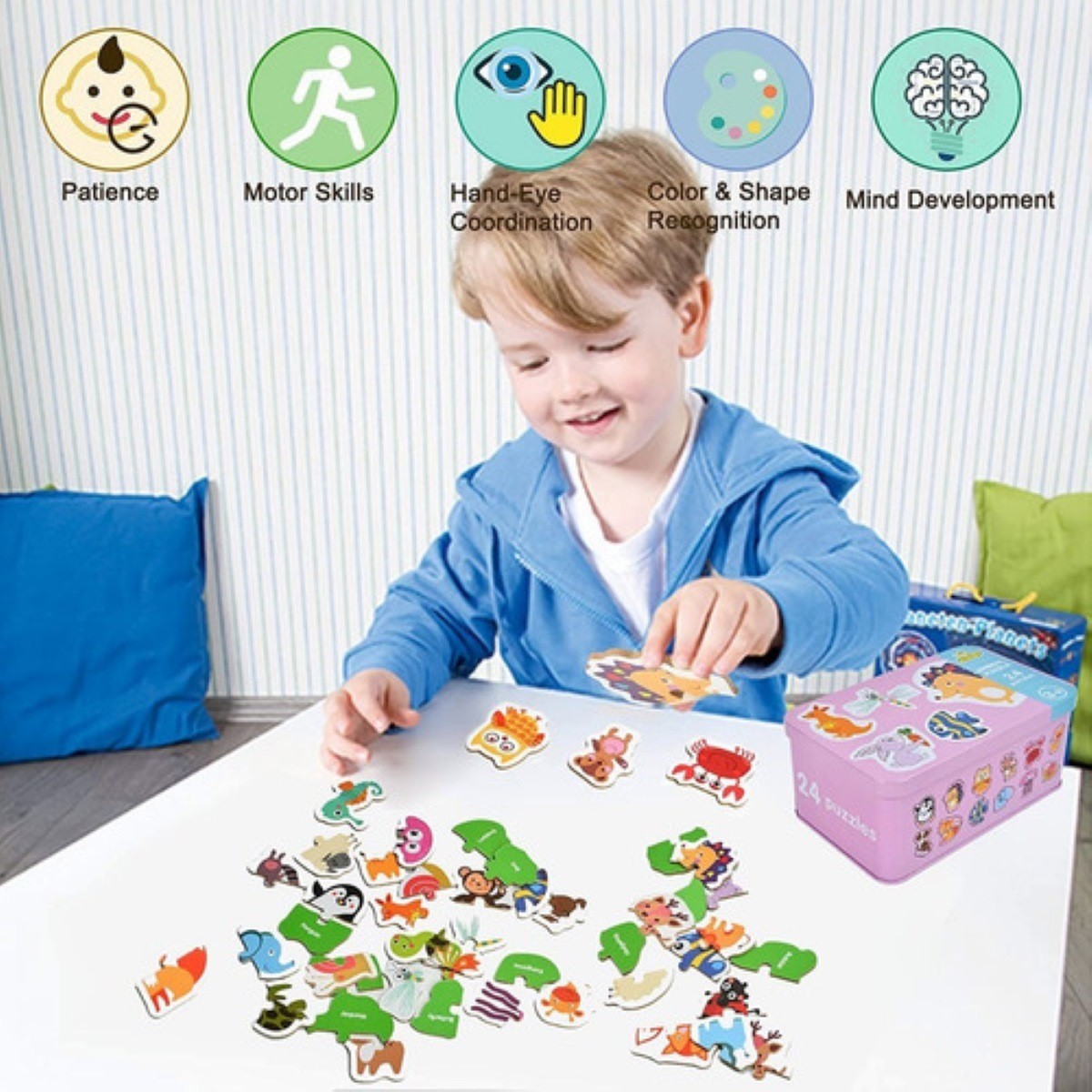 Rompecabezas De Madera Animales Ni&ntilde;os Puzzles Educativo Beb&eacute; image number null