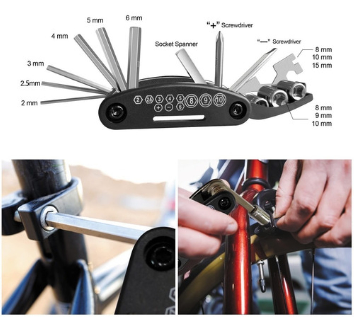 Kits De Herramientas De Reparaci&oacute;n De Bicicletas Multifuncion Negro 29 pz image number null