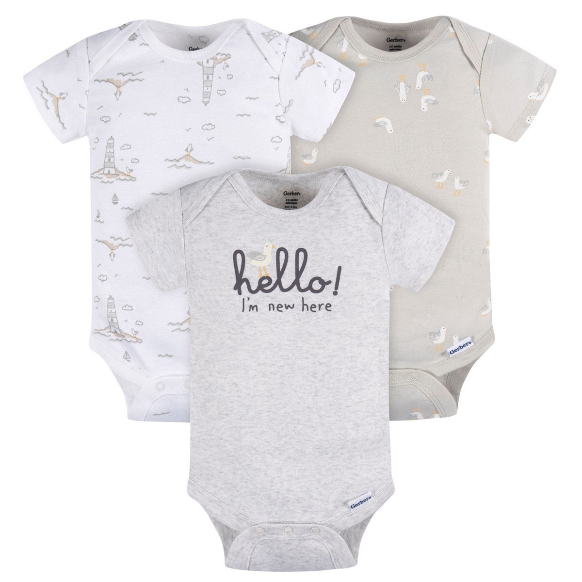 Pa&ntilde;alero Gerber Essentials 3 pzs blanco gris beb&eacute; conjunto image number null