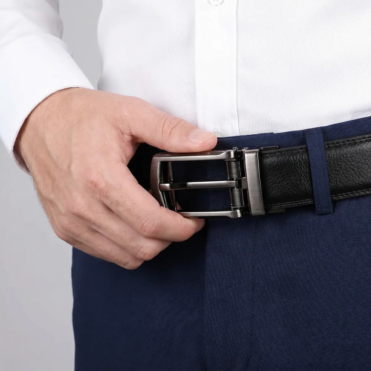 Cinturones Hombre 130 Cm Piel Automatico Color: Negro Marron - C 2 Piezas image number null