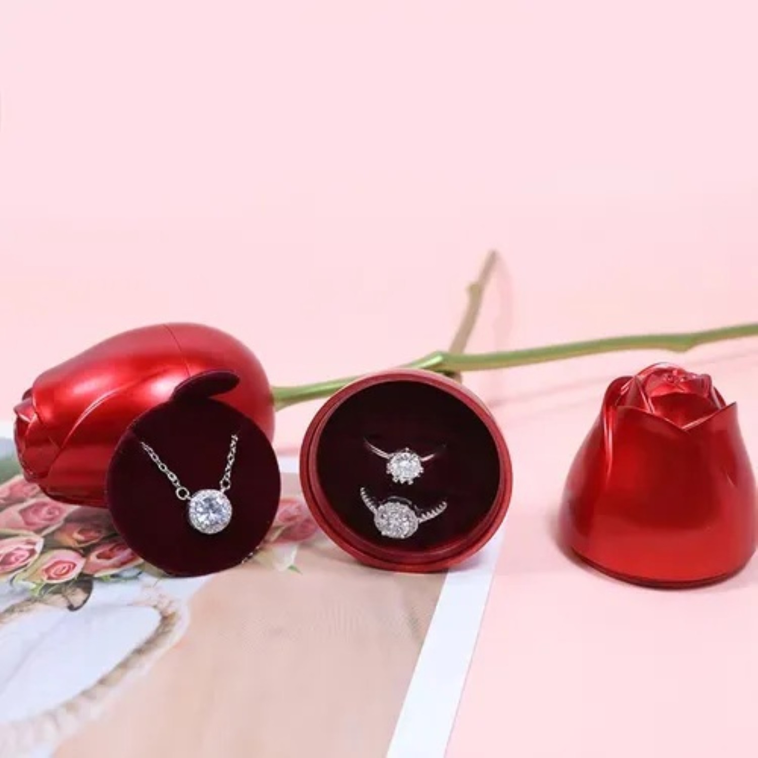Rosas Exquisita,regalos Para Mujeres,regalos De San Valent&iacute;n plata rojo image number null