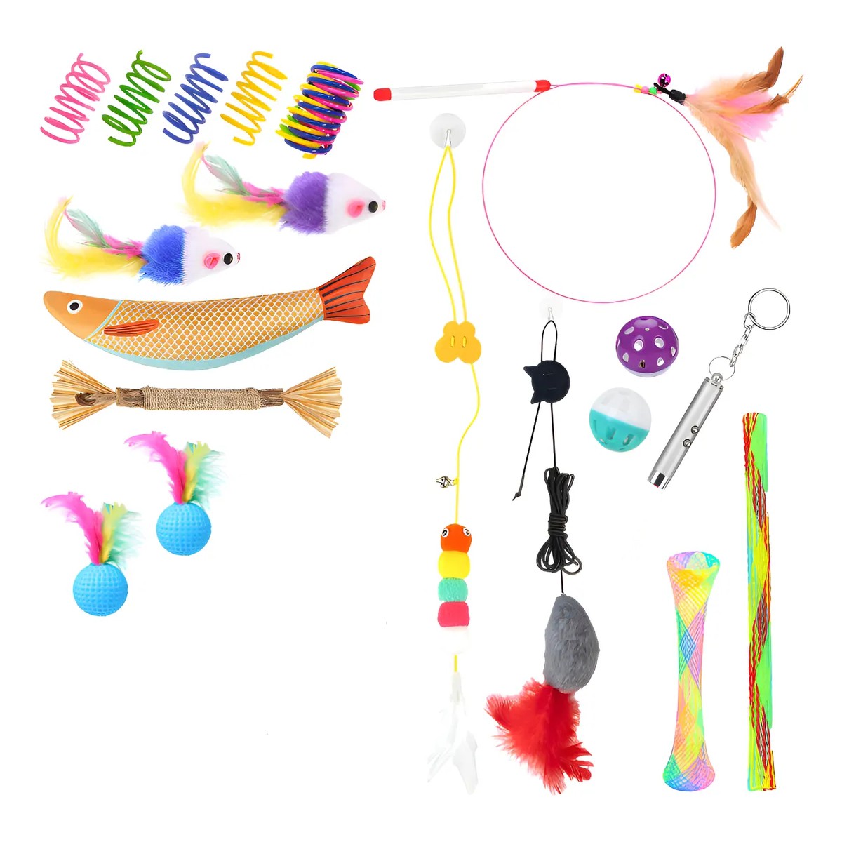 22 Juguetes Para Gato Cuerda El&aacute;stica Catnip Ratones Pelota Multicolor image number null