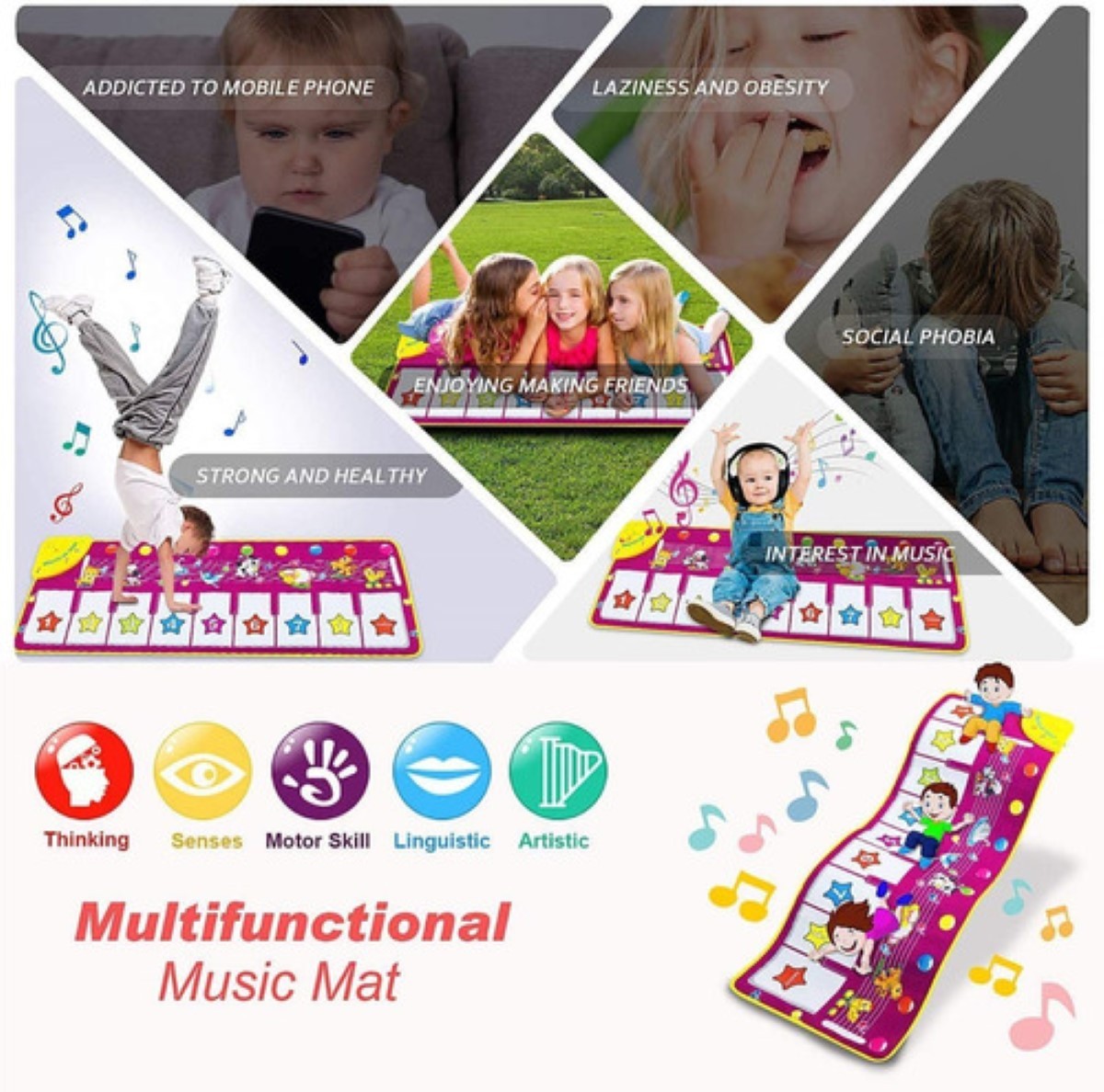 Tapete Musical Piano Alfombra Infantil Juguetes Educativos morado image number null