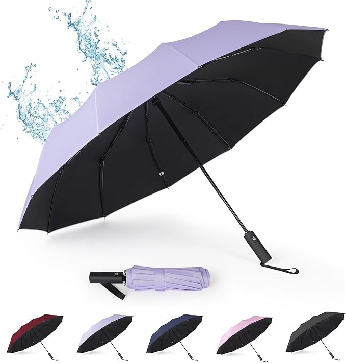 TERPORT Paraguas Plegable de la luvia y Sombrilla de protecci&oacute;n UV, Paraguas Plegable de bot&oacute;n de apertura y cierre autom&aacute;tico, Paraguas con 12 varillas, Ligero y compacto para usar de una sola mano, para hombres y mujeres. image number null