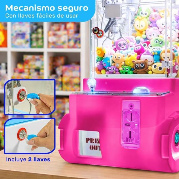Maquina Garra Atrapa Peluches Audiotek Rosa Arcade Led image number null