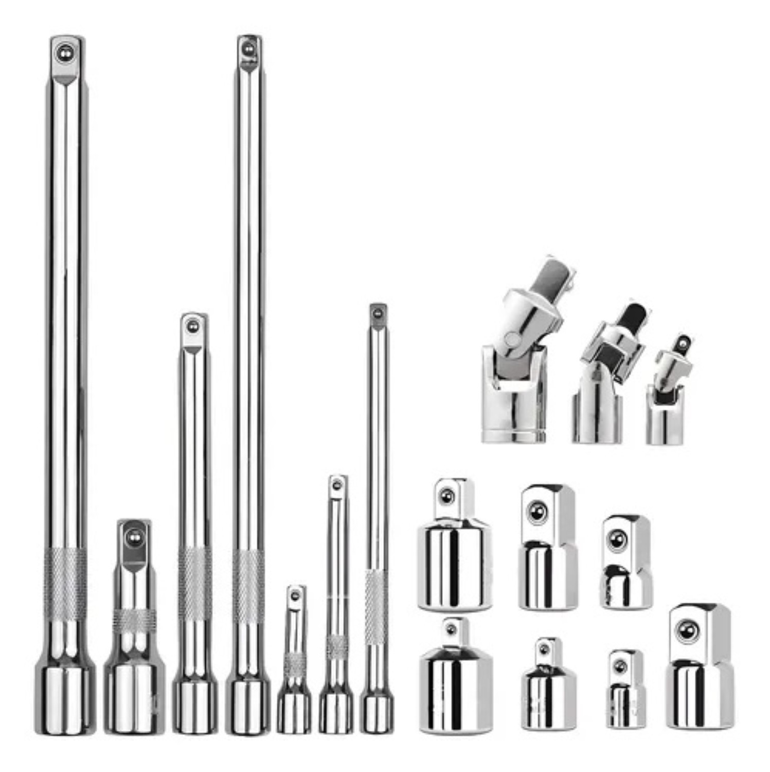 17 Pzs Llaves Tubo De 7 Varillas De Extensi&oacute;n Para Matraca Plata image number null
