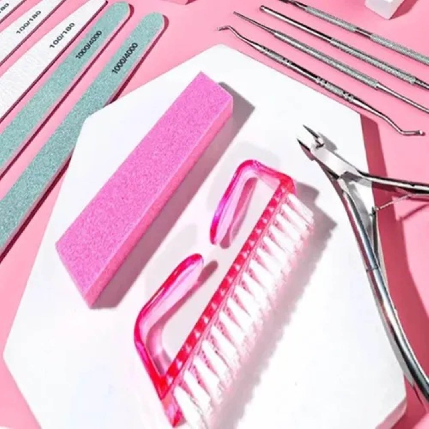 Kit De Para Manicure Y Limas Para U&ntilde;as Profesional 12 En 1 Rosa image number null