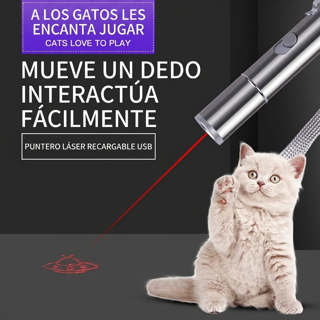 Puntero L&aacute;ser De Juguete Para Gatos 7 En 1 Con Carga Usb plata image number null