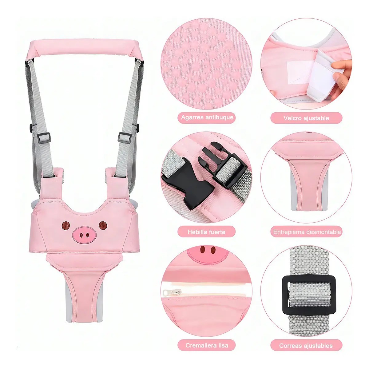 Arn&eacute;s De Seguridad Para Beb&eacute;s Para Aprender A Caminar Color Lech&oacute;n Rosa image number null