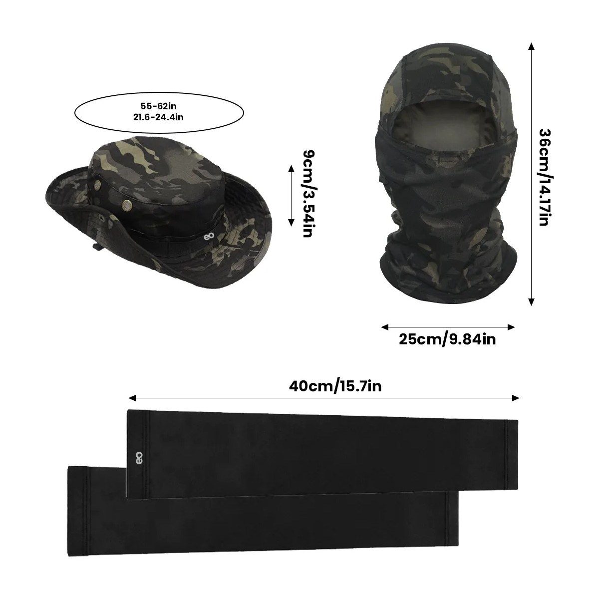 Sombrero Para Sol Protector Con Pasamonta&ntilde;as Y Manga Camuflaje Negro 2 image number null