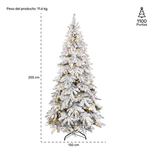 Arbol Navidad Luces Led Super Nevado Gigante 2.55m Pino Jardimex image number null