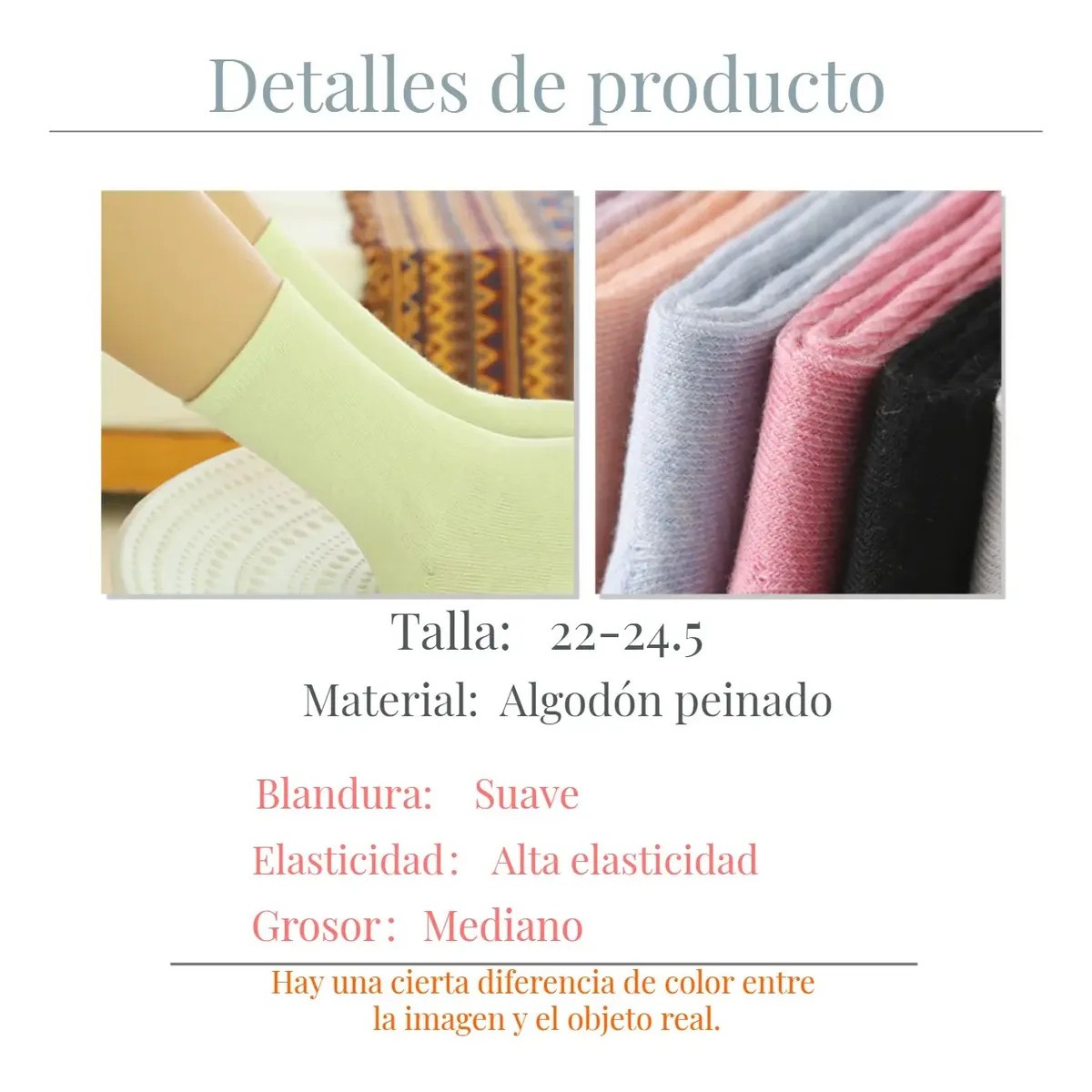Calcetines Largas Mujer Termicos De Algodon Colores 10 Pares image number null