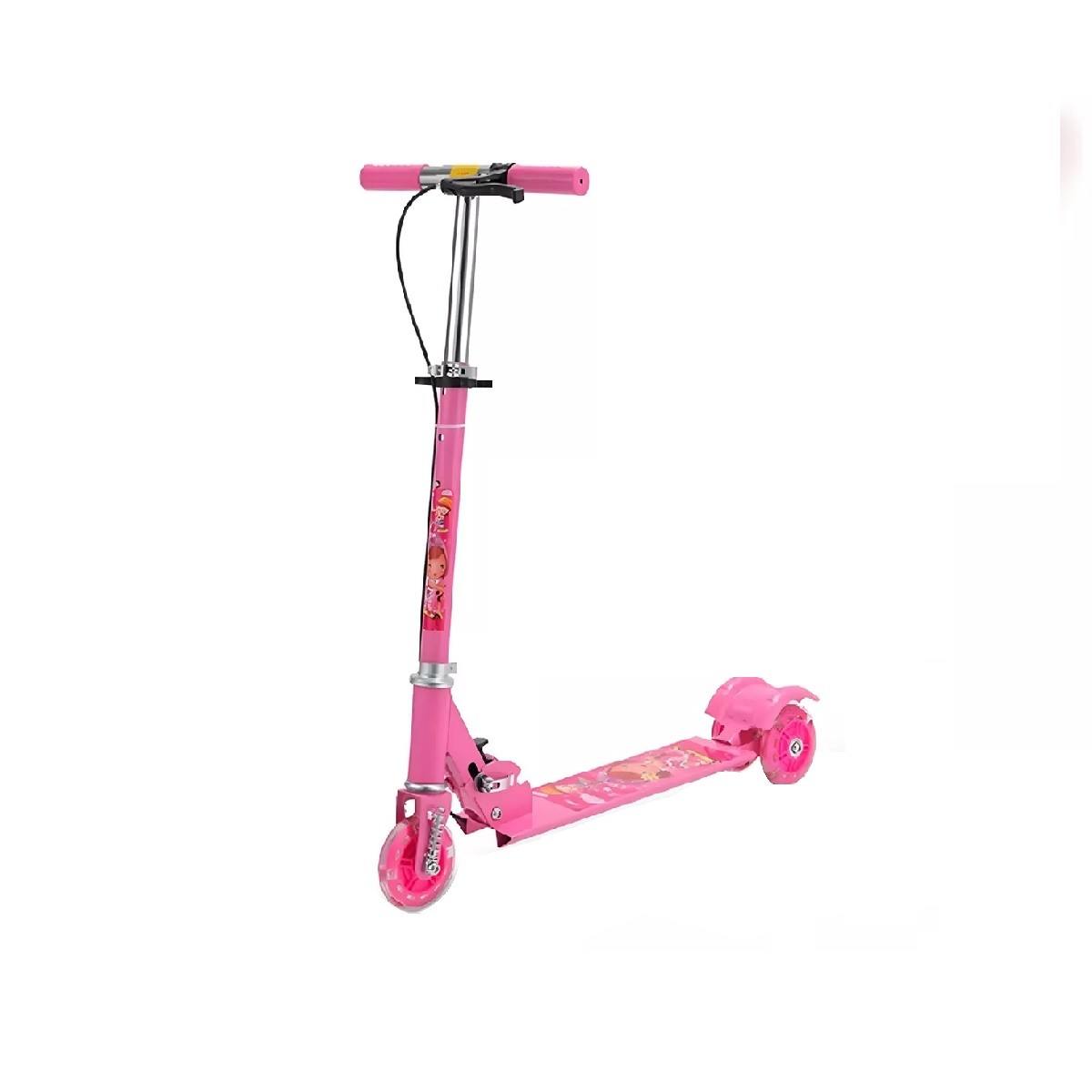 Patinete Infantil Plegable Ajustable De 3 Ruedas Con Luz Led Rosa. image number null