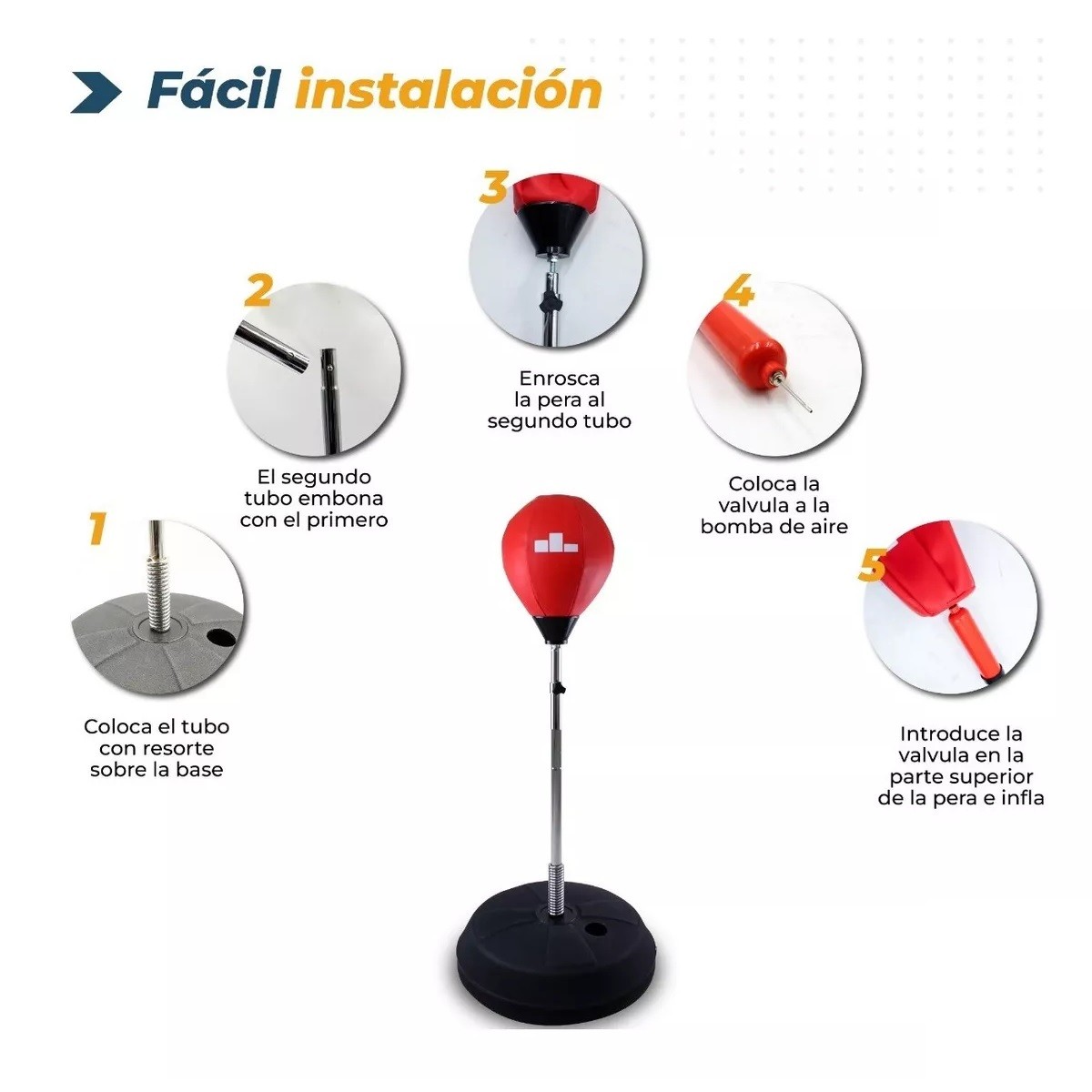 Pera Saco Boxeo Con Base + Guantes De Box + Bomba Box Pro image number null