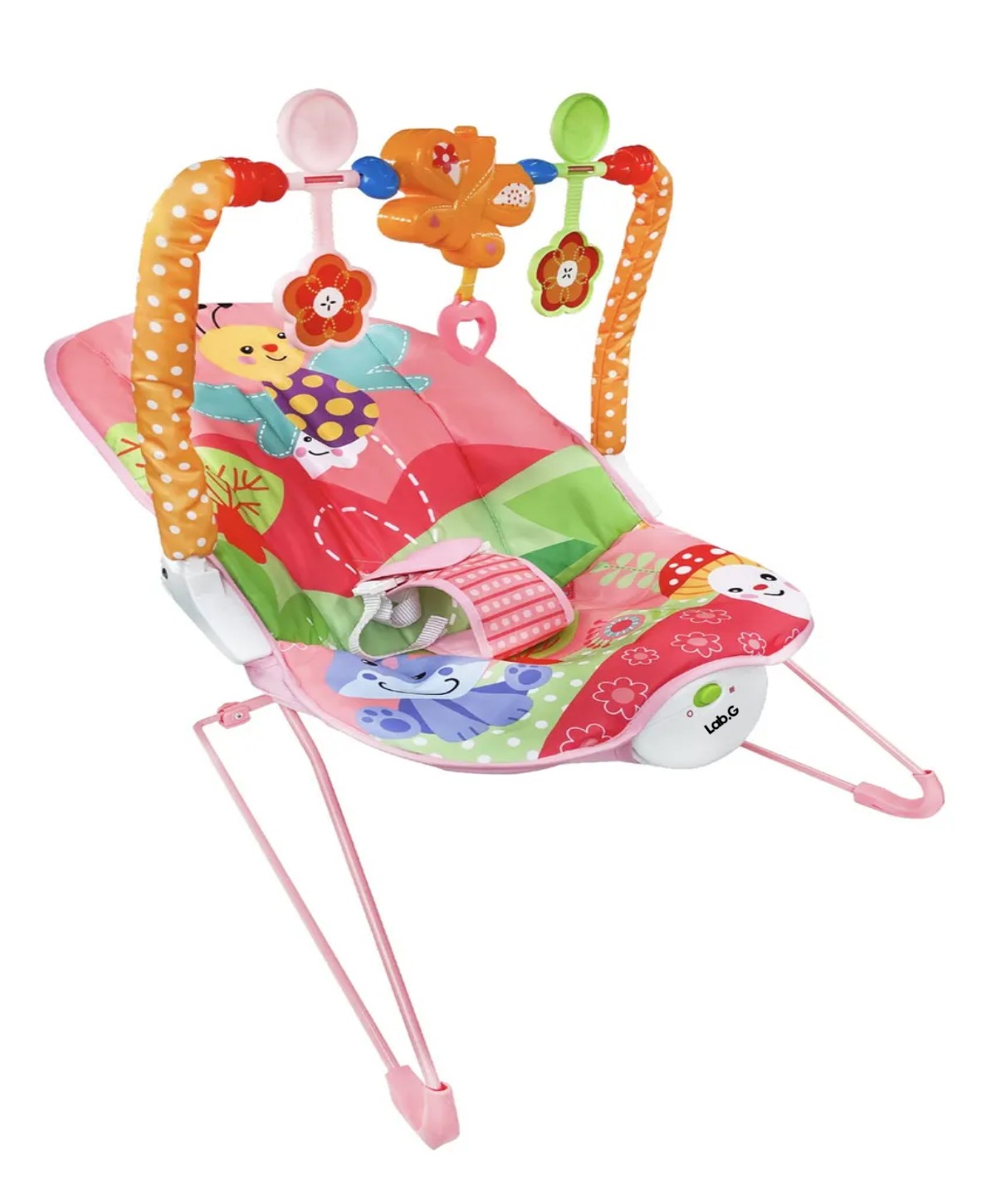 Bouncer Cartoon deluxe silla vibradora mecedora de bebe musical con juegos Rosa image number null
