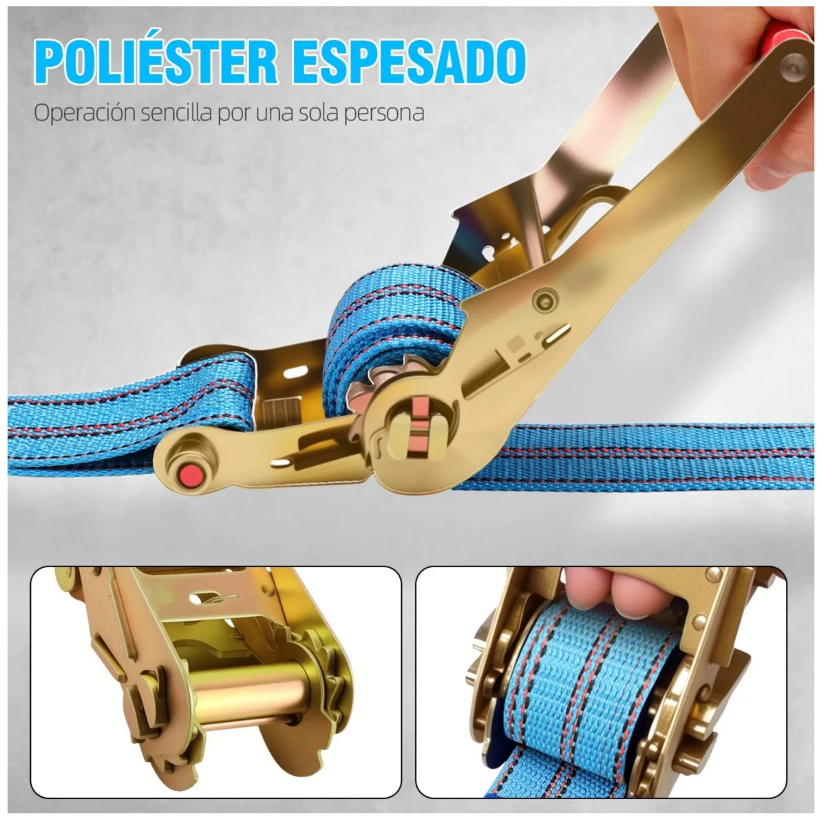 Eslinga Cinta De Amarre Con Matraca 5.5cmx 12m M&aacute;xima 3000kg Azul image number null