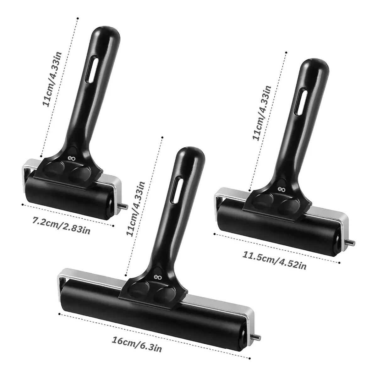 3pcs Rodillo Hule Suave 6-15cm Grabado Linoleo Entintado image number null