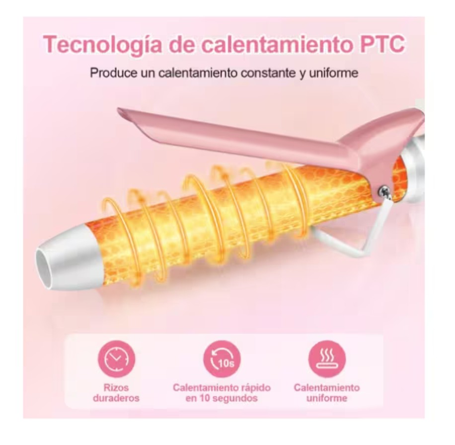 Rizadora Autom&aacute;tica De Cabello 32mm Cer&aacute;mica color rosa image number null