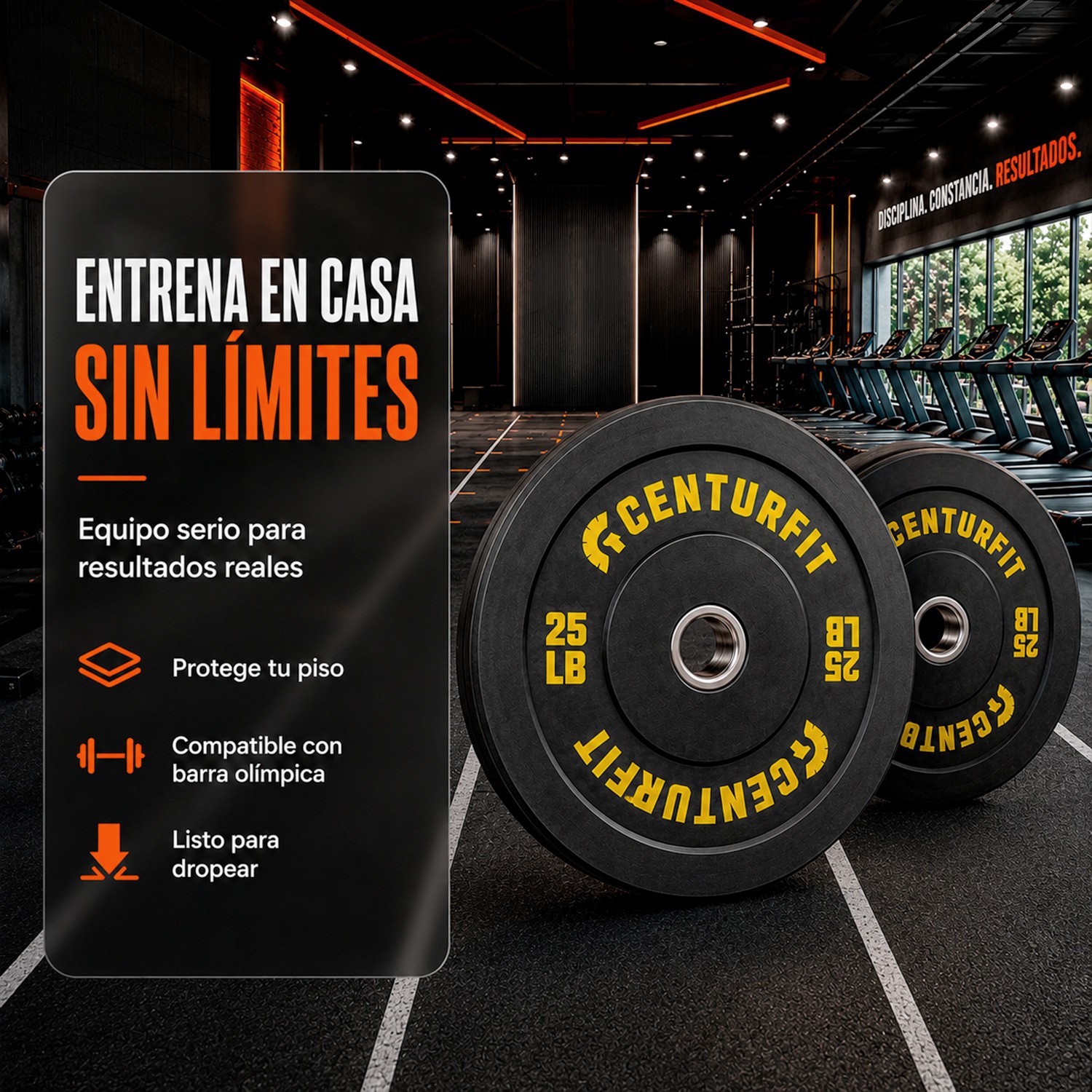 Par Disco Bumper Olimpico 25 Lb Centro Acero Caucho Crossfit Negro Centurfit image number null