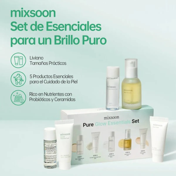 Kit Viaje Mixsoon Pure Glow Essentials 5 Pzs Hidratante, Skincare Coreano Rutina Completa Facial Glow image number null