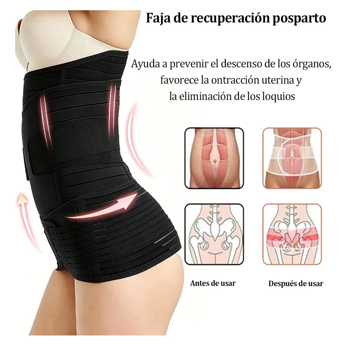 Faja Postparto Maternidad 3 En 1 Moldeadora Ces&aacute;rea Negro Talla M image number null