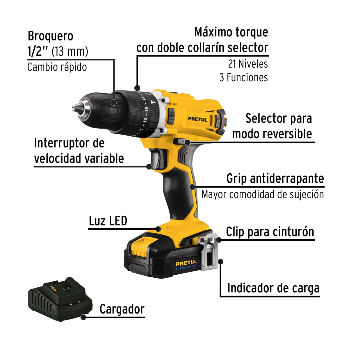 Combo Truper Rotomartillo + Destornillador Impacto Inal. 20V, Pretul ENDY10. image number null