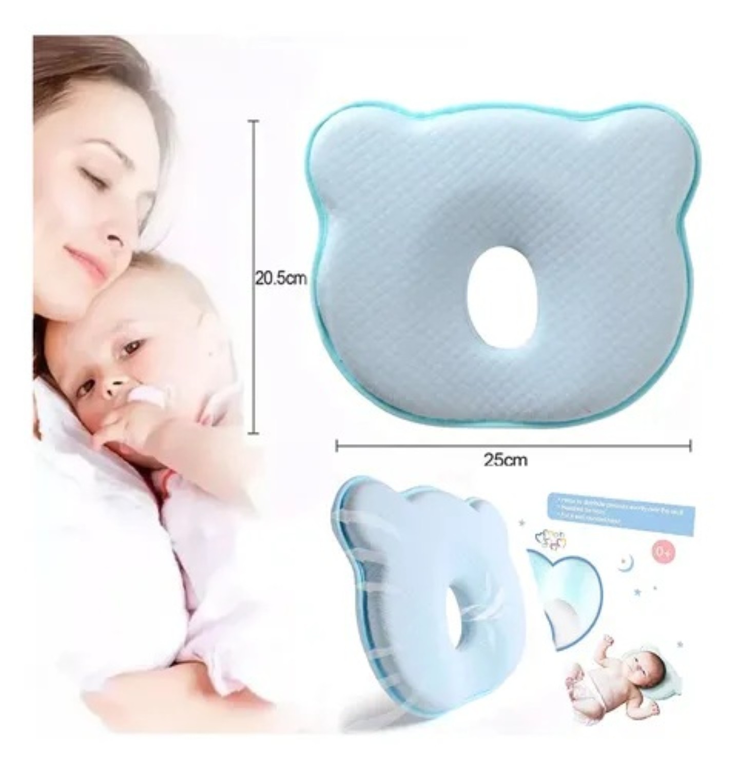 Almohada Para Beb&eacute; Foam Azul Claro image number null