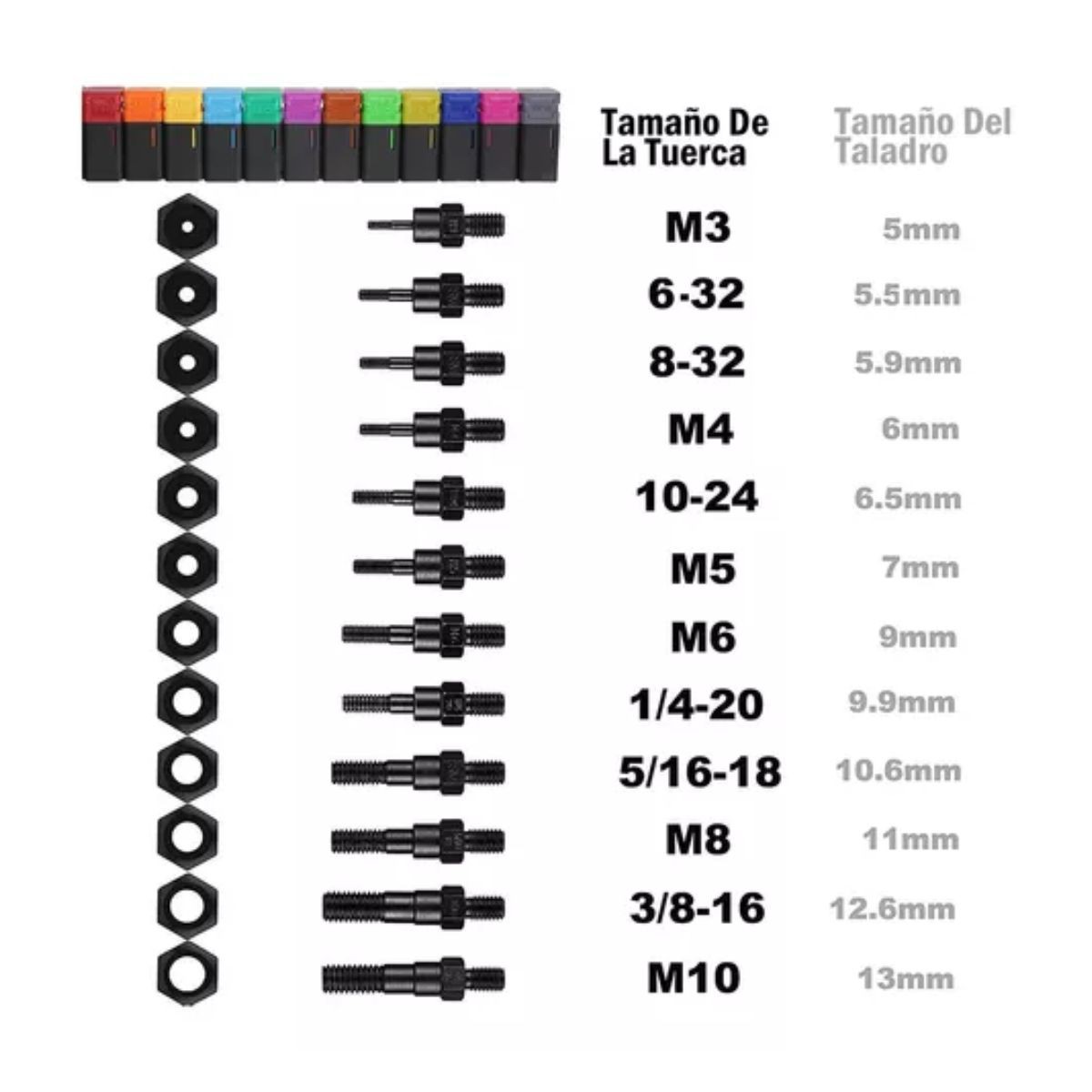 Remachadora Para Tuercas De Manual Profesional Remache Negro 12 pz. image number null