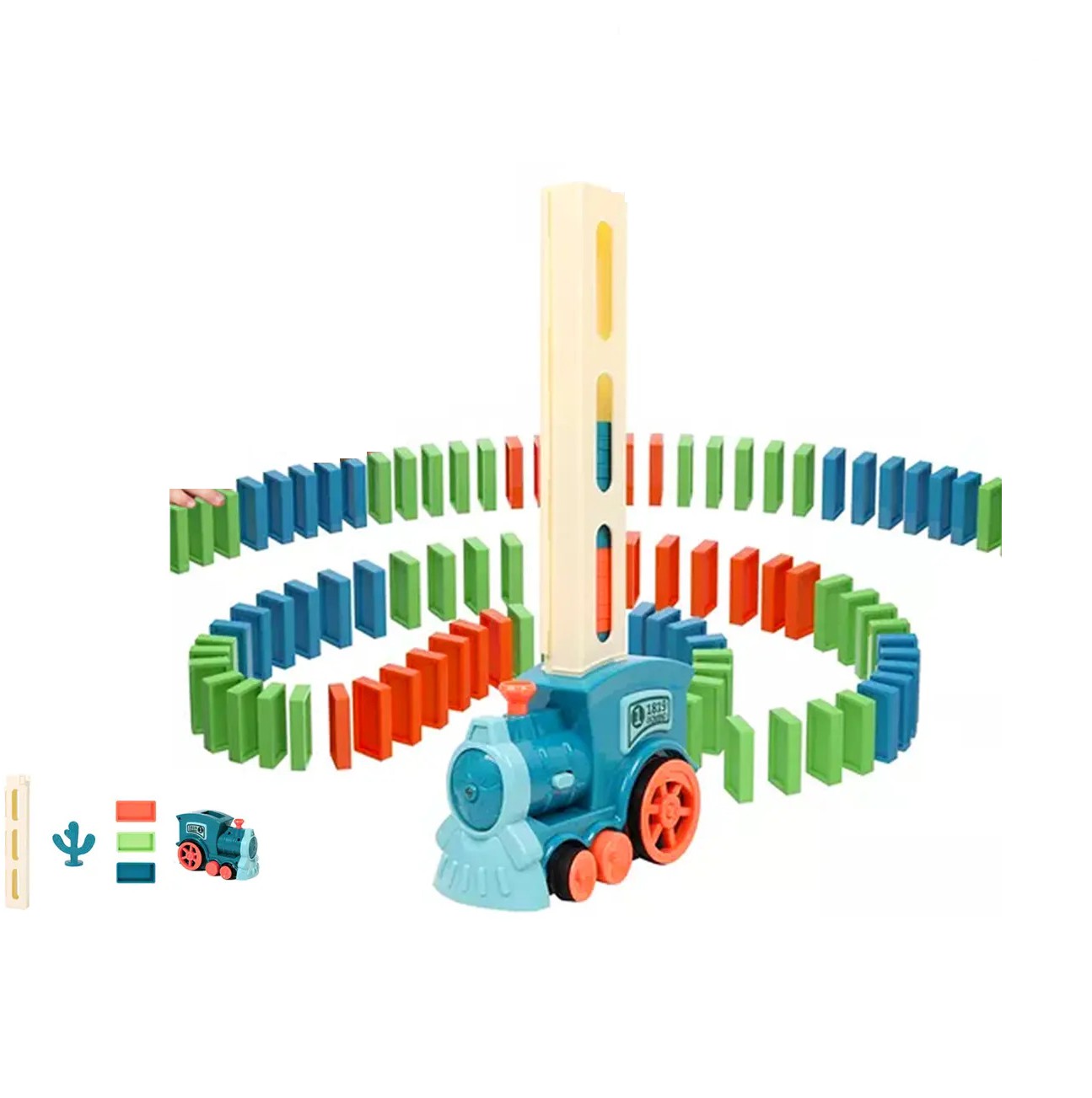 Juego Para Ni&ntilde;os Tren Domin&oacute; Veh&iacute;culos Bloques 60pz Multicolor image number null