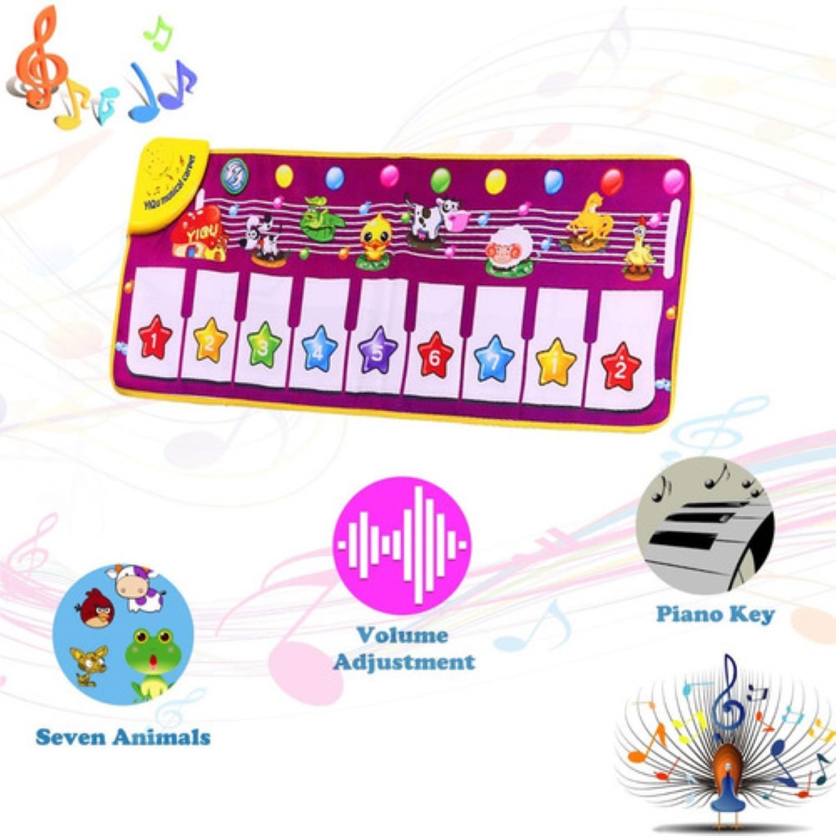 Tapete Musical Piano Alfombra Infantil Juguetes Educativos morado image number null
