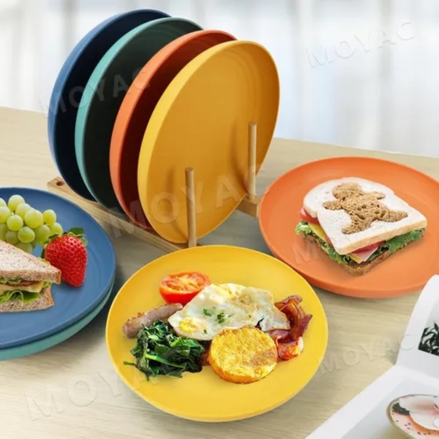 44pzs Vajilla Juego Color Cocina Paja Trigo Plato Tazas Kit colores image number null