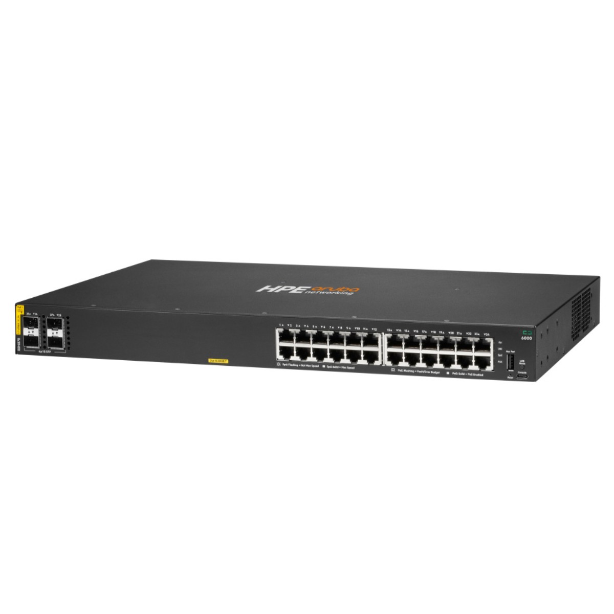 Switch HP Aruba Networking CX, 24 Puertos Gigabit Ethernet 10/100/1000 24 x PoE 370W, 56 Gbit/s, 8192 Entradas, image number null
