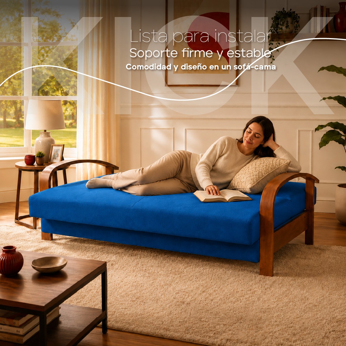 Sof&aacute; Cama Individual 237 Brazos Madera, Atlas del Descanso Color Azul image number null