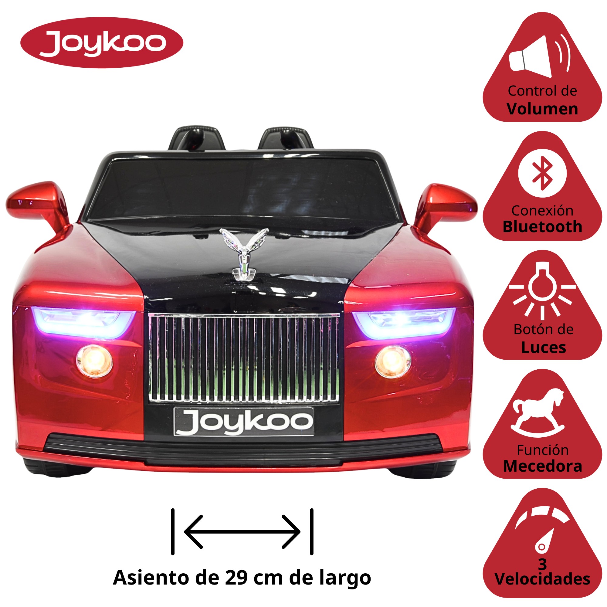 Montable Electrico Cl&aacute;sico para Ni&ntilde;os Conexiones Bluetooth USB y Auxiliar Luces Sonido 12v - Rojo image number null