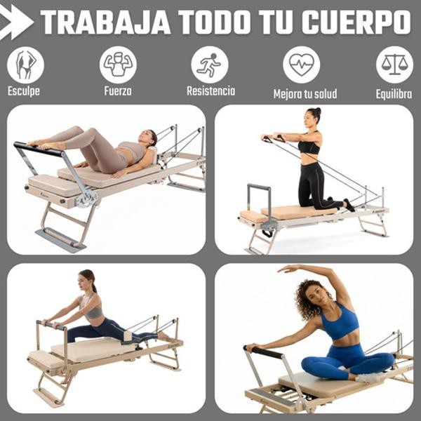Cama Pilates Reformer Yoga Plegable Fitness 5 Resistencias Centurfit image number null