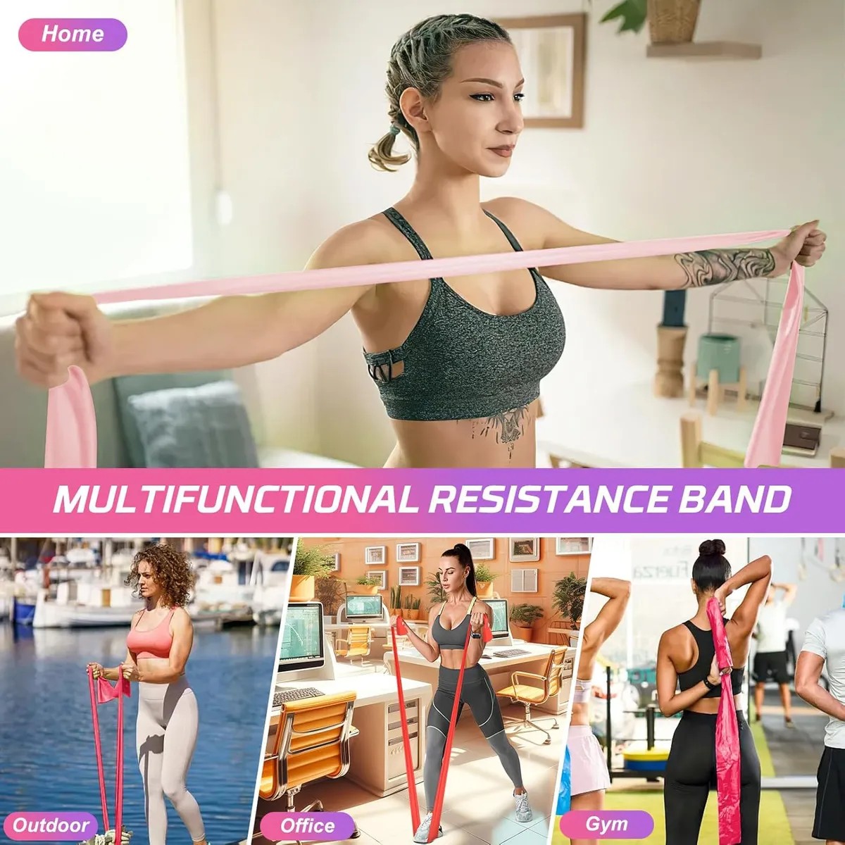 Bandas El&aacute;sticas De Resistencia Ejercicio Fitness Yoga 6 Pcs image number null