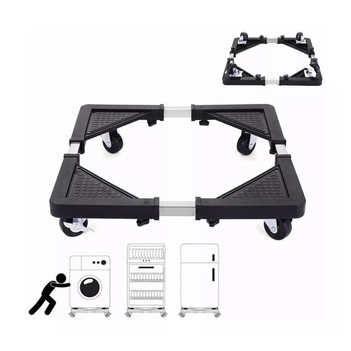 Base Soporte Movil Ajustable Refrigerador Lavadora Mueble Negro image number null