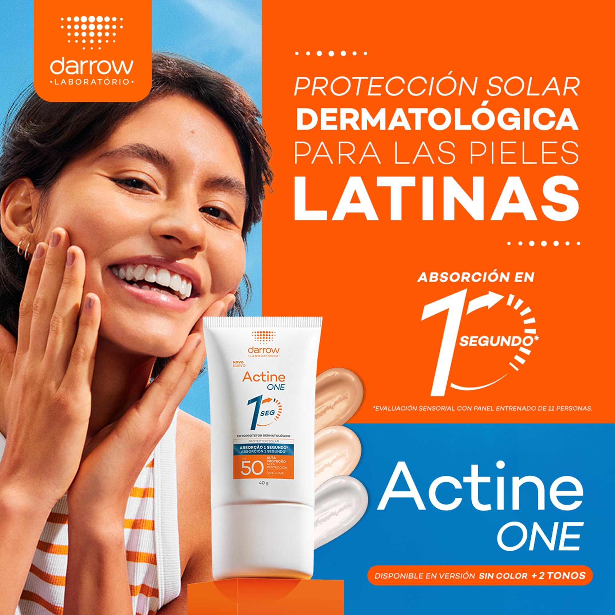 Darrow Actine One Colors Protector Solar Facial FPS50 Tono Medio, 40ml image number null