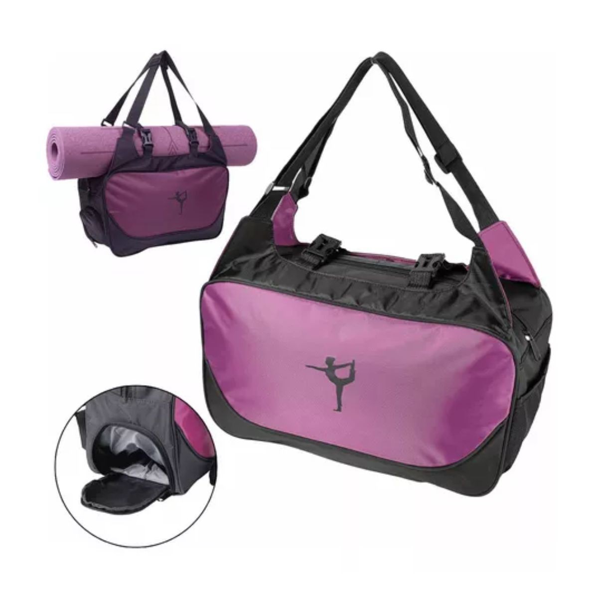 Maleta Deportiva Bolsa De Gym Viaje Mochila Fitness Yoga Bag morado image number null