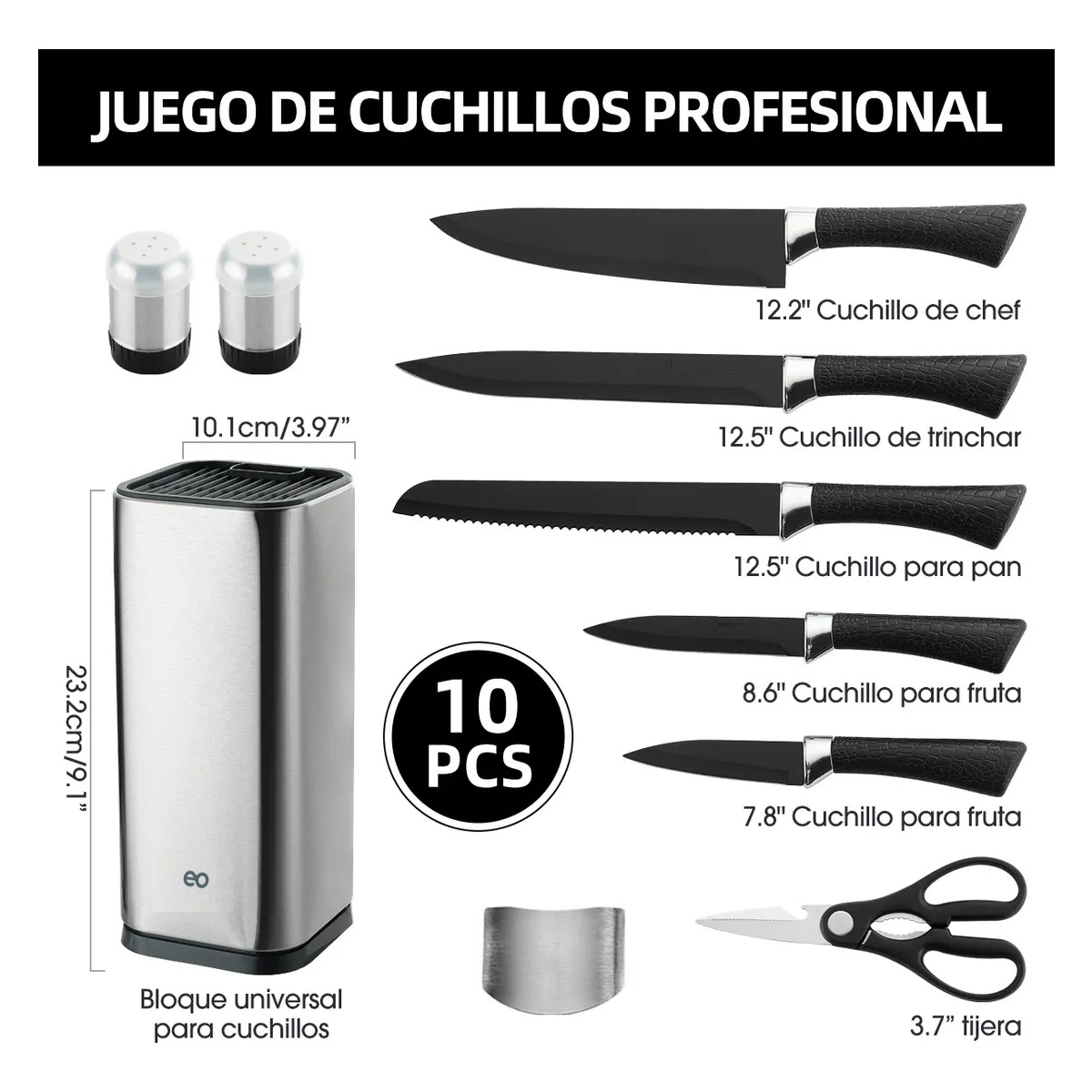Juego De 10 Cuchillos Profesionales Con Base image number null