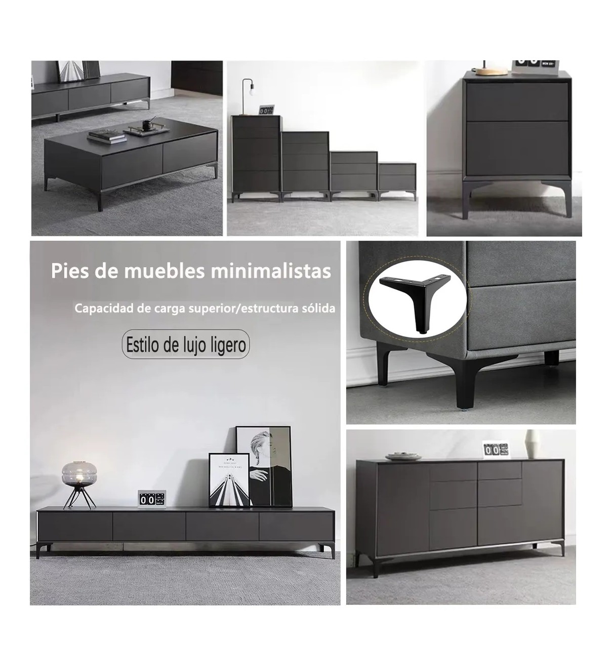 Patas De Muebles Elevadores De Cama Sof&aacute; Apilables 4pz 10cm Malubero image number null