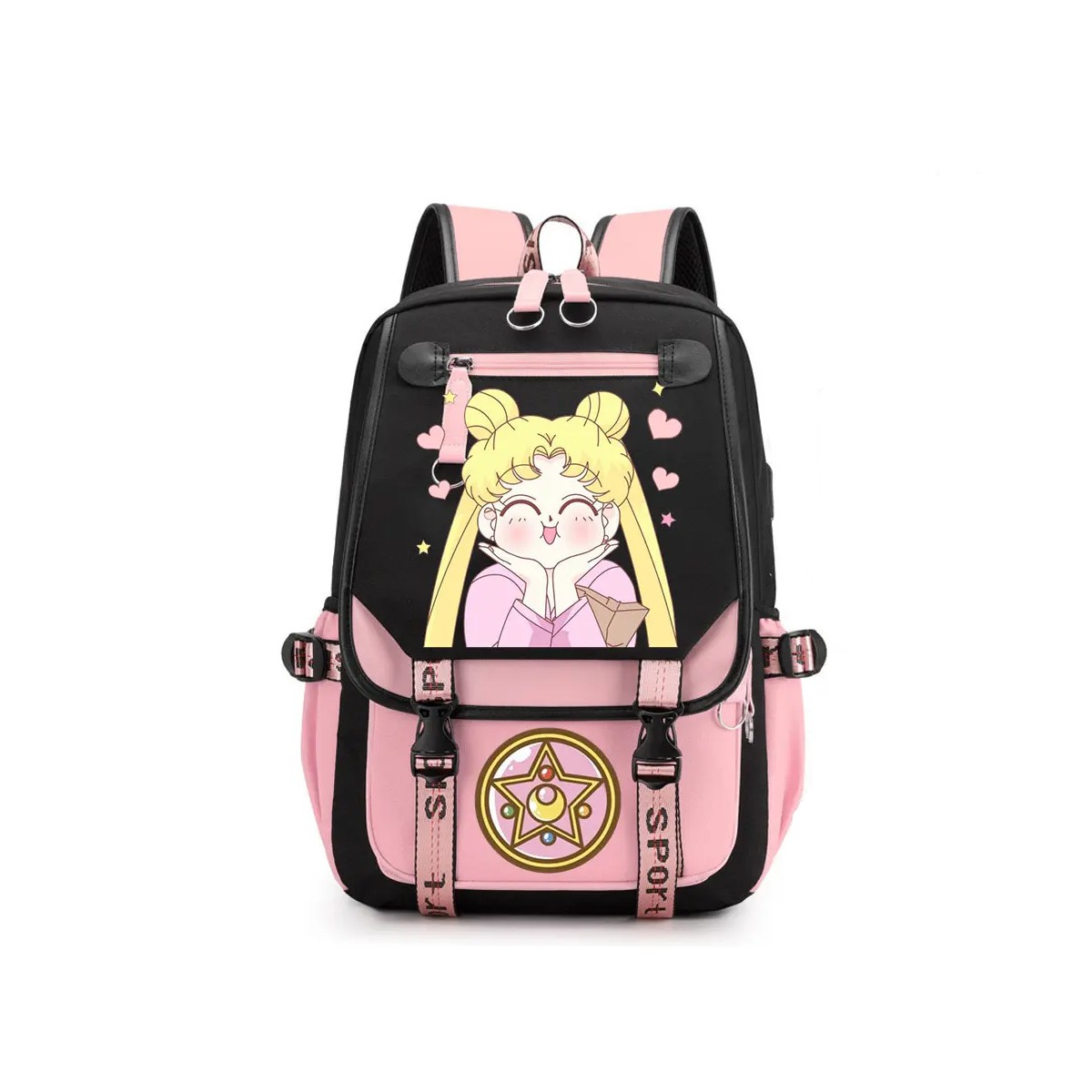 Mochila De Dibujos Animados Gran Capacidad Color ROSA-SAILOR MOON image number null