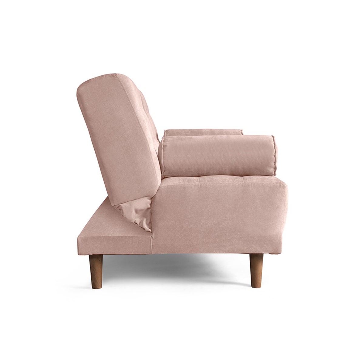 Sof&aacute; Cama Makora Zambroni Rosa Terciopelo De 2 Plazas Con Portavasos image number null