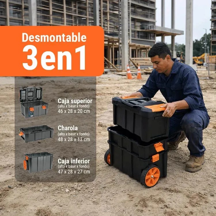 Caja Para Herramientas 19 X25 3 En 1 Desmontable Truper CHP-1925R Color Negro image number null