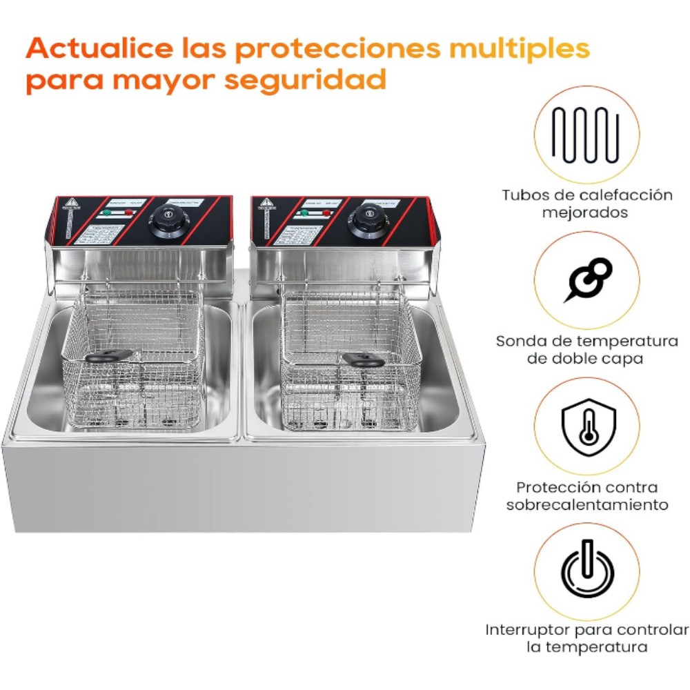 Freidora electrica de aceite doble tanque 12 lt image number null