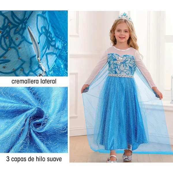 Vestido De Princesa De Elsa, Disfraz De Frozen Dise&ntilde;o para Ni&ntilde;a, Ropa De Halloween, Fiesta De Cumplea&ntilde;os o Cosplay image number null