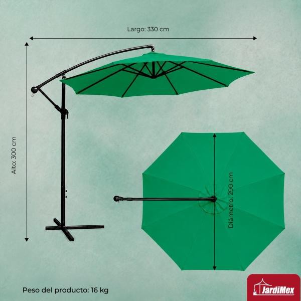 Sombrilla Jardin 3 mts Diametro Playa Sol Lateral Exterior Verde image number null