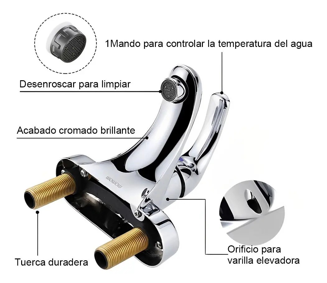 Llave Mezcladora Para Cocina Monomando Lavabo,grifo De Ba&ntilde;o Plata Heroni image number null