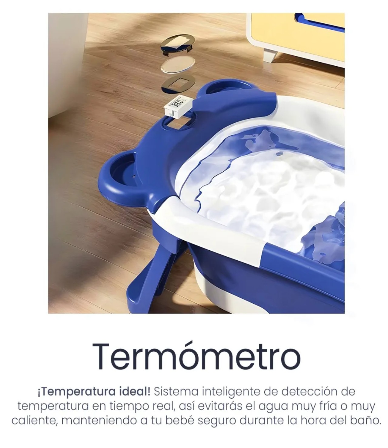 Ba&ntilde;era Tina Bebe Con Coj&iacute;n 2pz Azul Marino Blanco image number null