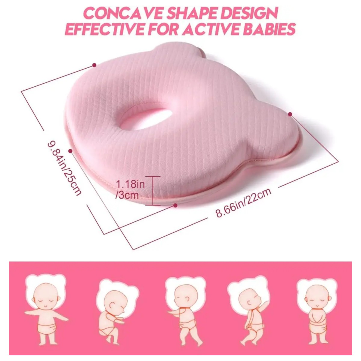 Almohada Para Beb&eacute; Memory Foam Rosa image number null